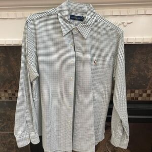 Ralph Lauren Men's White and Black Checkered Shirt